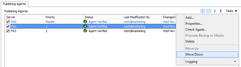 Multiple Active RAS Publishing Agents