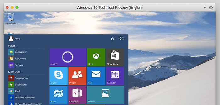 Installing and Using the Windows 10 Technical Preview in Parallels Desktop