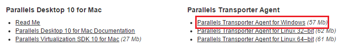 Parallels Transporter Agent