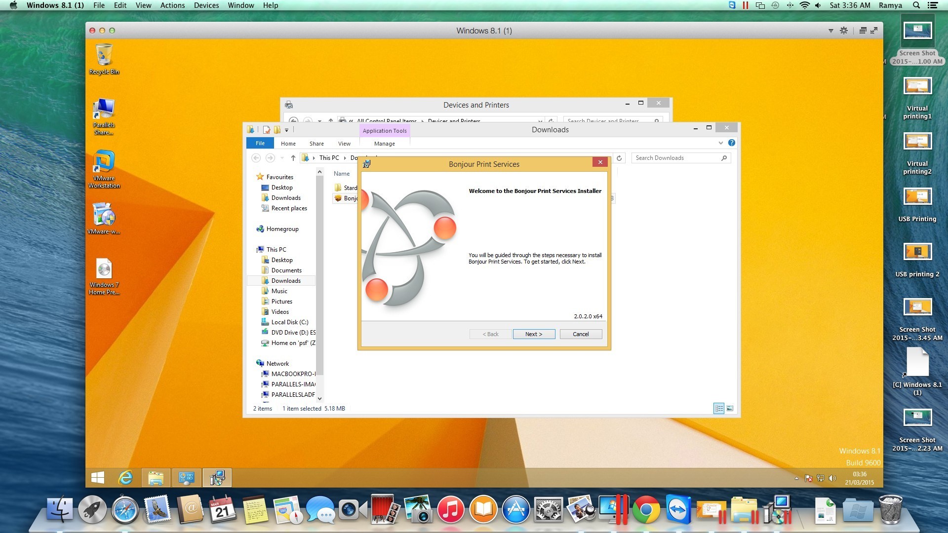 Printing in Parallels Desktop