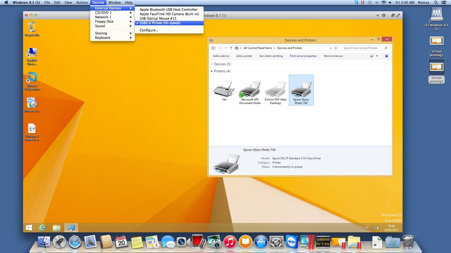 Printing in Parallels Desktop
