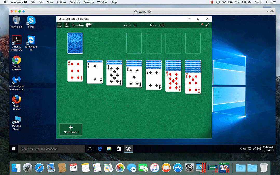 Computer screenshot of Microsoft solitaire game collection Stock