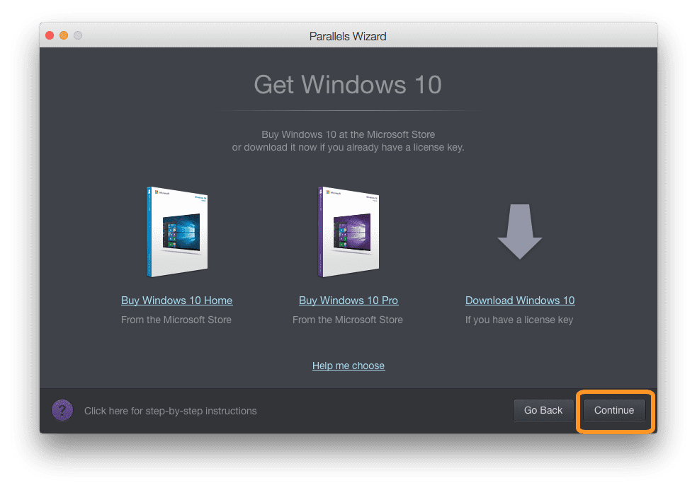 parallels download windows 10
