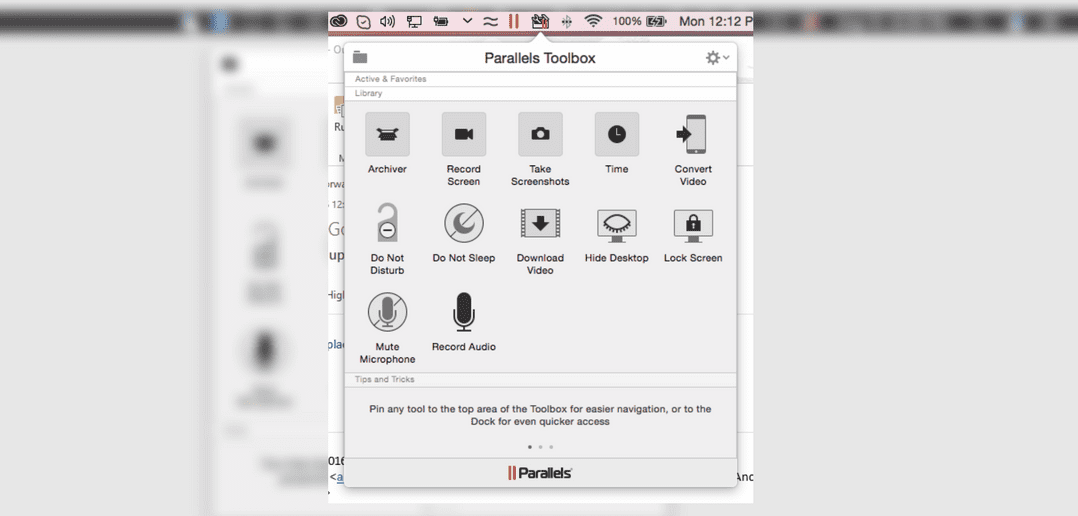 Parallels Toolbox features