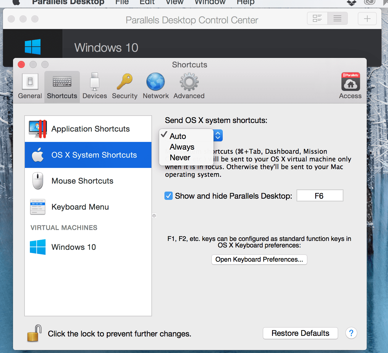 Keyboard Shortcuts in Parallels Desktop