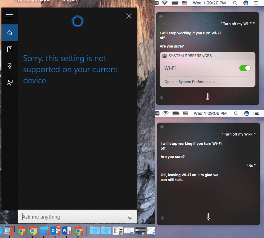 Siri vs Cortana on your Mac