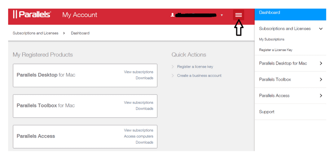 parallels find licenses key