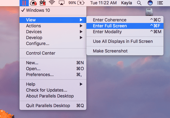 Use external monitors in Parallels Desktop