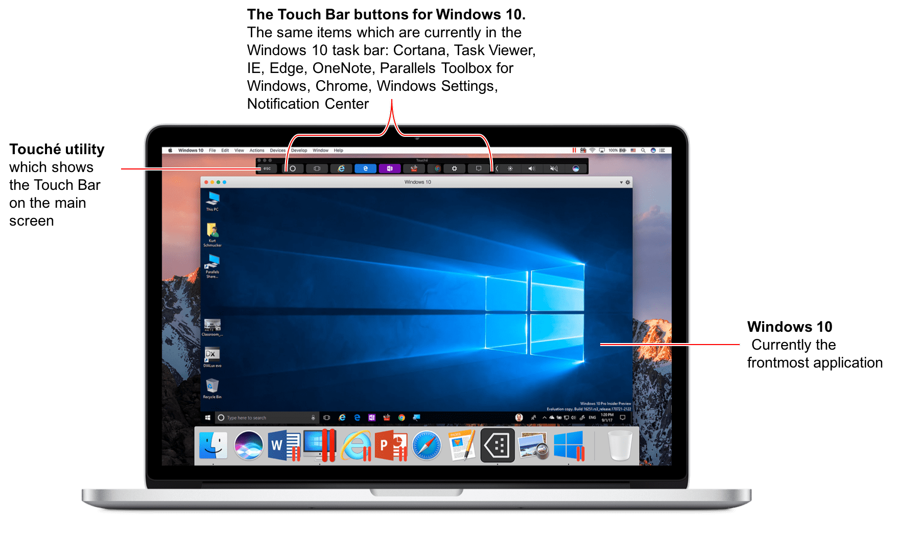 Touch Bar Parallels Desktop 13