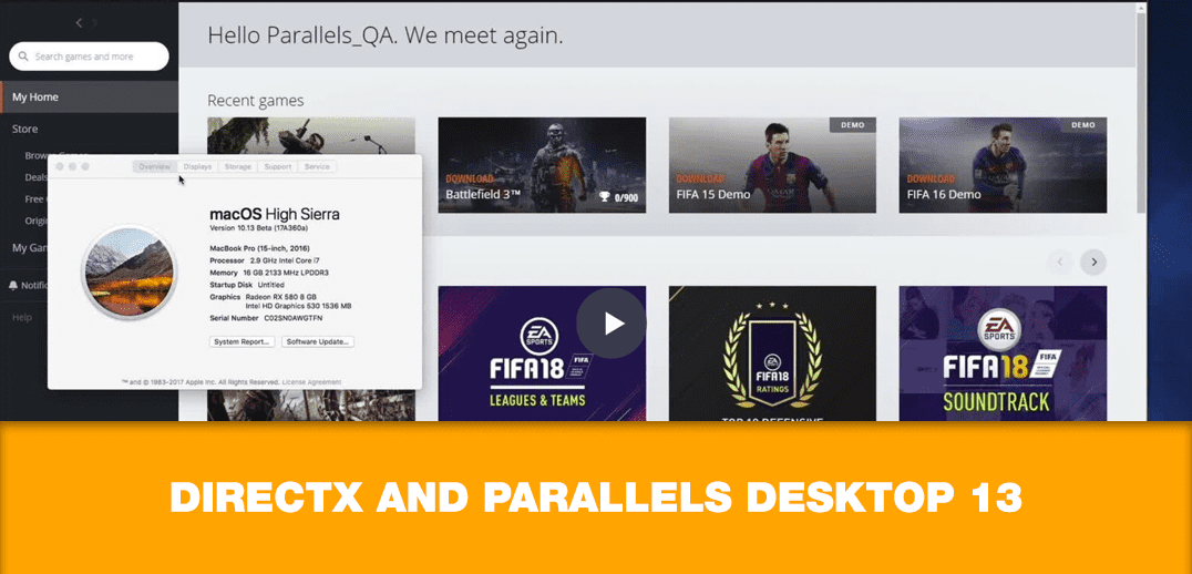 DirectX and Parallels Desktop 13 Support