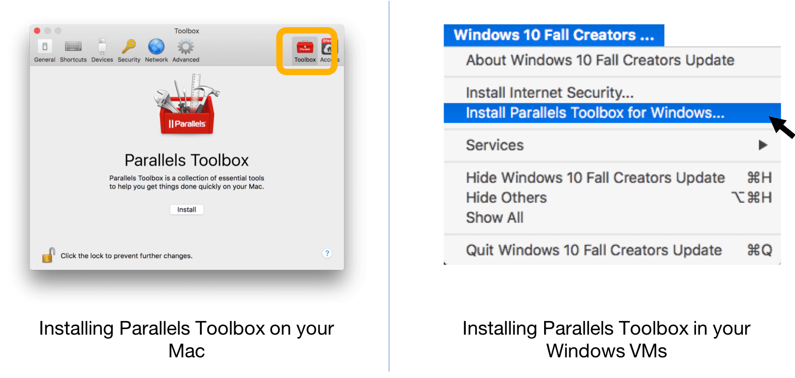 parallels toolbox win support