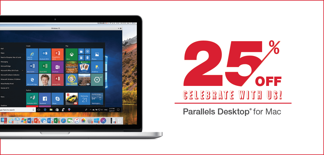 Parallels Desktop Promotion 25% OFF for Our 2018 Birthday Sale