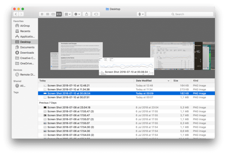screenshots on mac