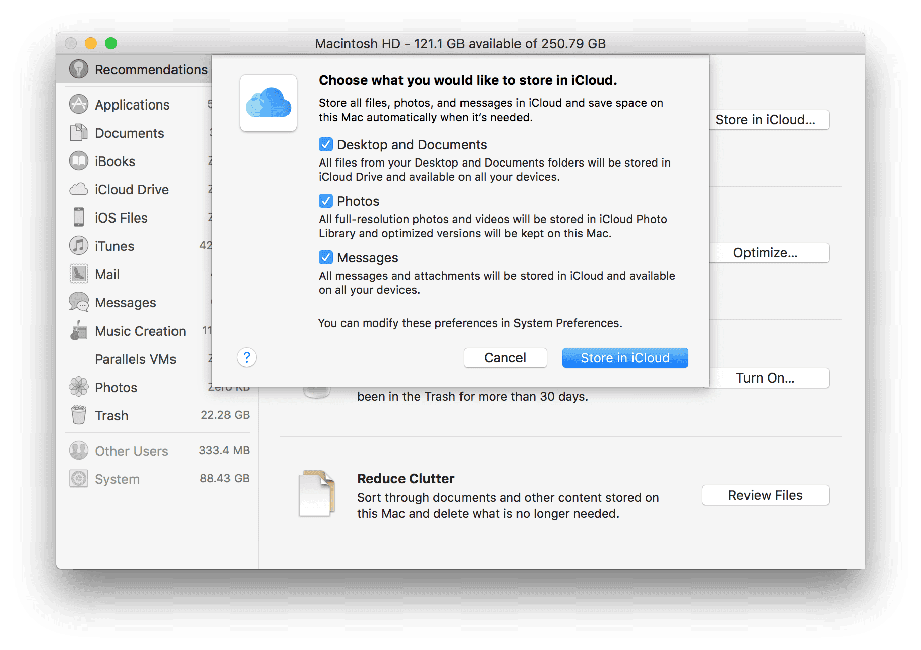 Store In iCloud Tools macOS