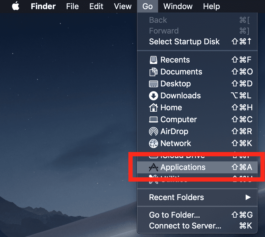 Applications Menu macOS