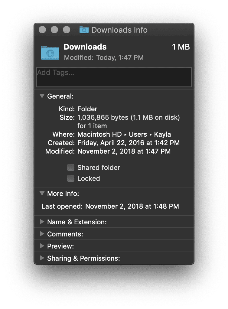 Informations sur le dossier de téléchargement après la suppression de "width =" 754 "height =" 1022 "srcset =" https://www.parallels.com/blogs/app/uploads/2018/11/Download-Folder-Info-after-deleting.png 754w, https://www.parallels.com/blogs/app/uploads/2018/11/Download-Folder-Info-after-deleting-221x300.png 221w "tailles =" (largeur maximale: 754 pixels), 100vw, 754 pixels.