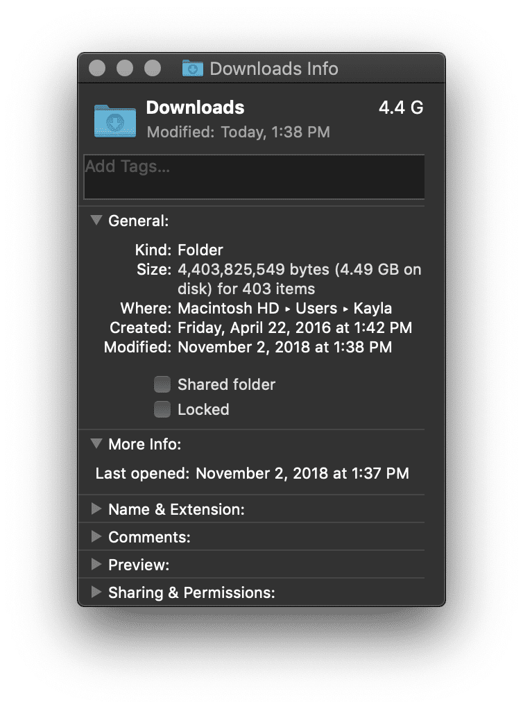 Informations sur le dossier de téléchargement "width =" 754 "height =" 1022 "srcset =" https://www.parallels.com/blogs/app/uploads/2018/11/Download-Folder-Info.png 754w, https: // www.parallels.com/blogs/app/uploads/2018/11/Download-Folder-Info-221x300.png 221w "tailles =" (largeur maximale: 754 pixels), 100vw, 754 pixels