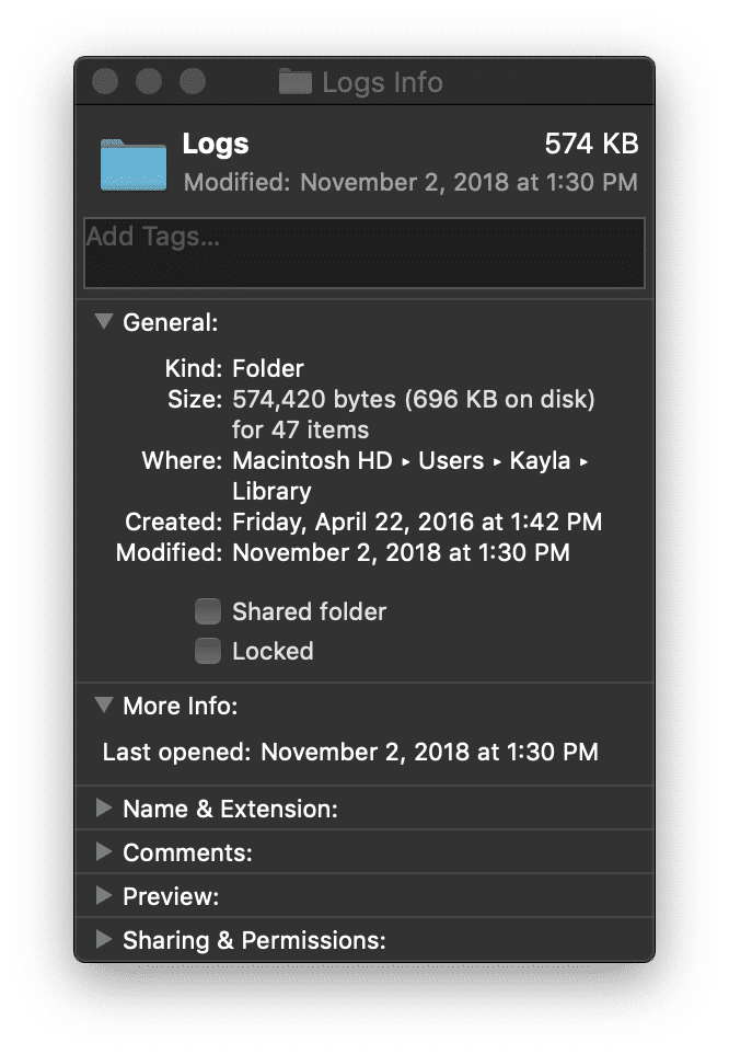 macOS Logs Info