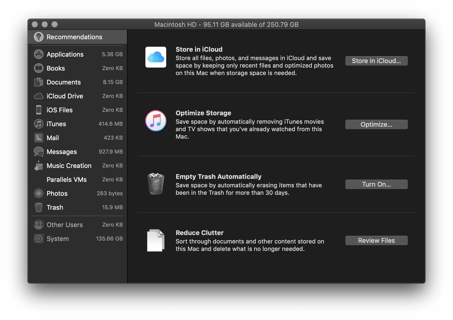 macOS Storage Optimization Options