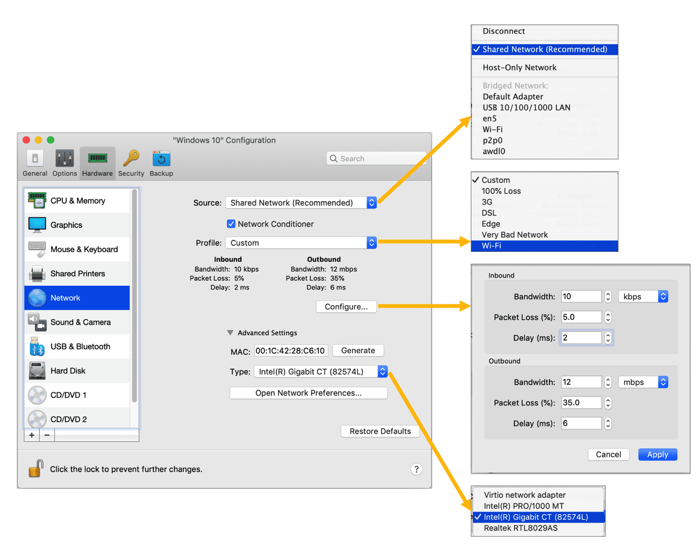 The Network Conditioner in Parallels Desktop Pro Edition