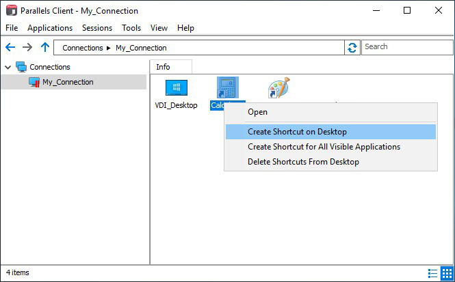 Steps to Create an RDP shortcut in Parallels Client