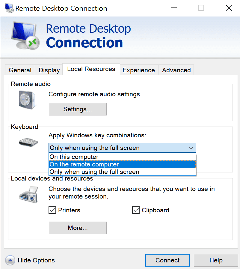 Figure 2 - Fix the Alt Tab in a Remote Desktop