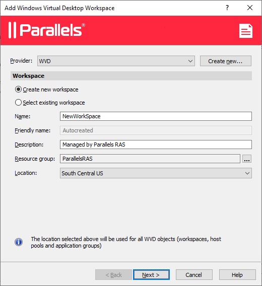 Figure 2 - Manage an Azure Windows Virtual Desktop Host Pool with Parallels RAS 