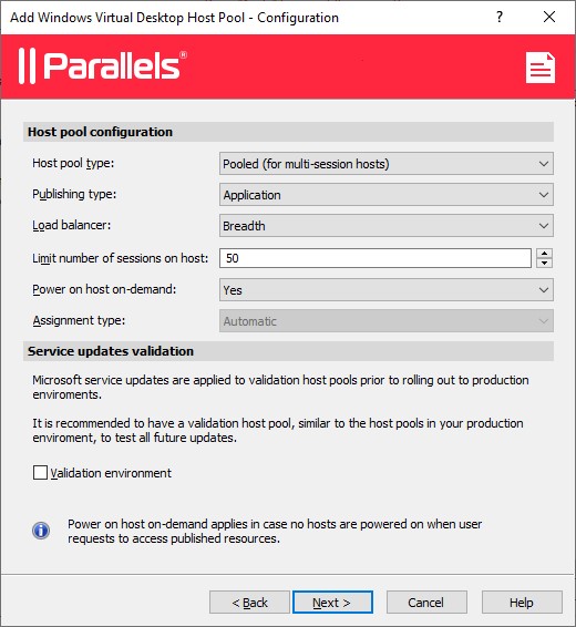 Figure 4 - Manage an Azure Windows Virtual Desktop Host Pool with Parallels RAS 