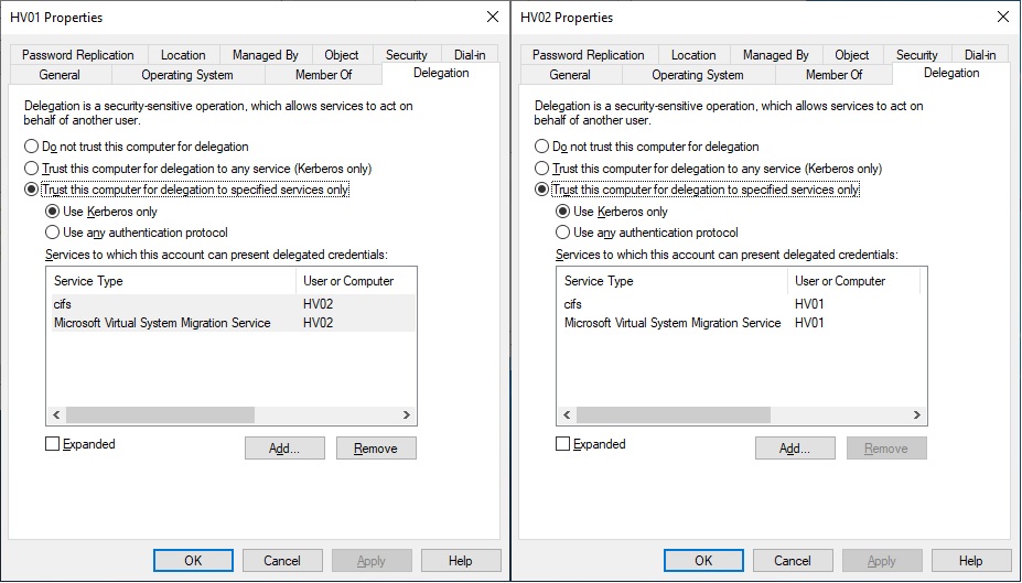 Trust this computer for delegation to specified services