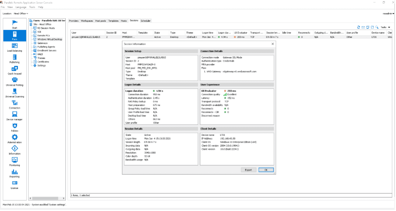 Figure 11 - How to Remote Desktop Multiple Users on Windows 10 with Windows Virtual Desktop