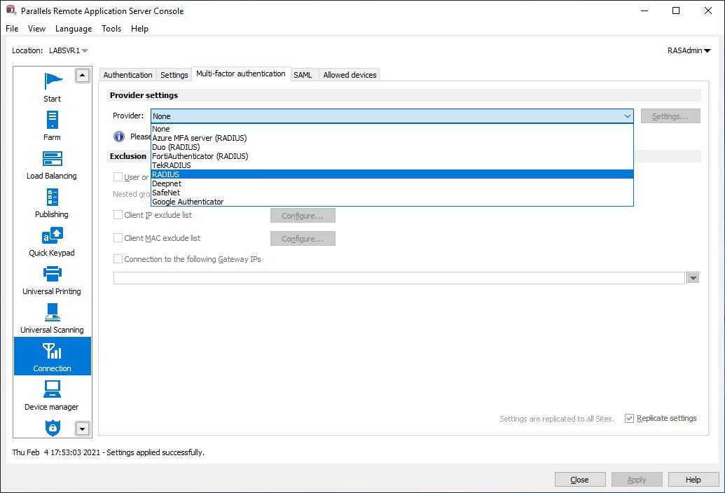 Figure 1 - Configure Push Notifications for Client Authentication 