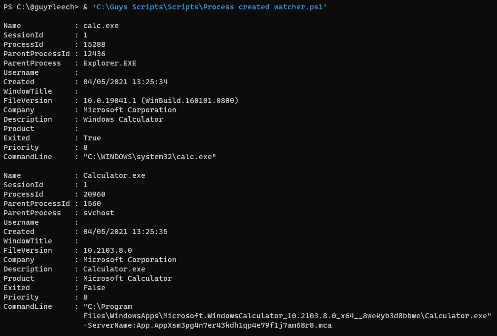 Local process monitoring in user session