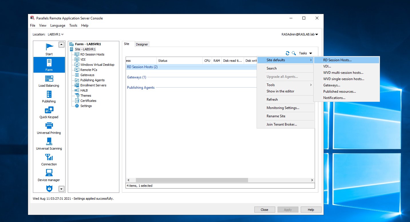 Figure 2 - FSLogix Support with Parallels RAS