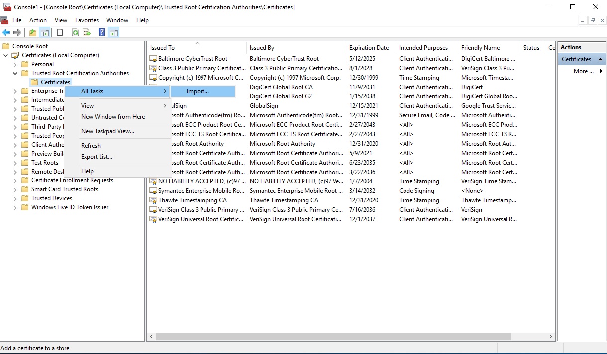 Figure 2 - RDS Black Certificate issues