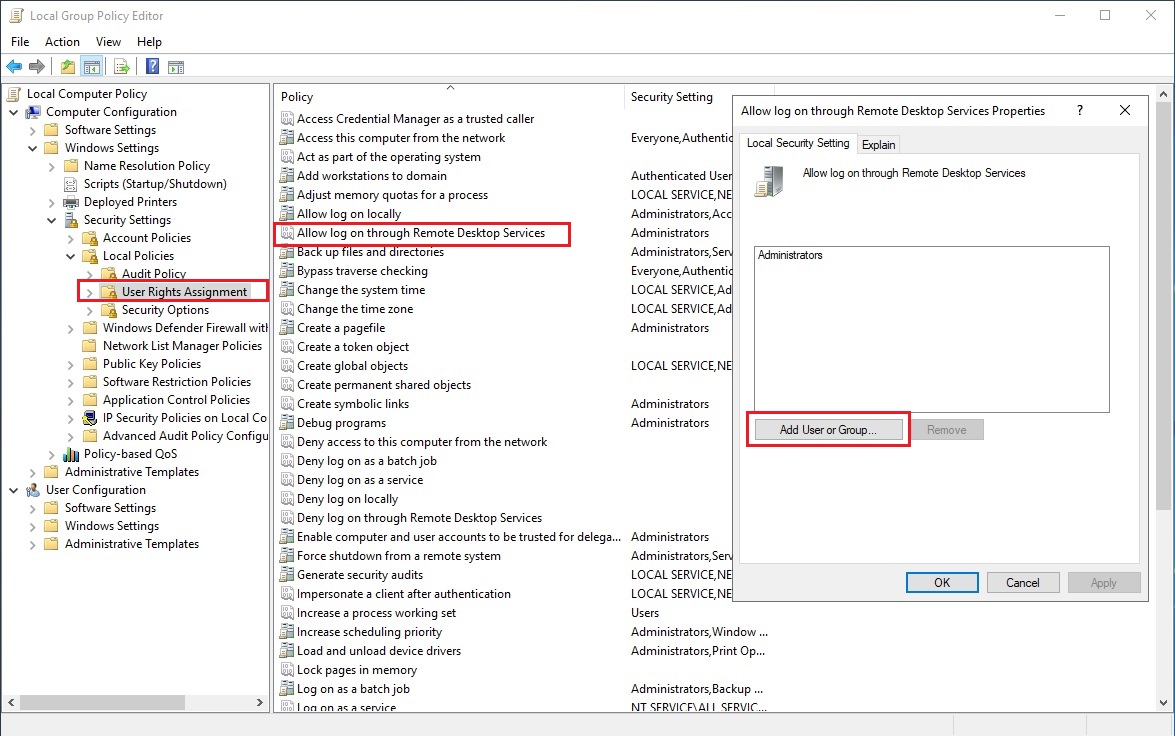 Figure 3 - RDS Black Remote access rights 