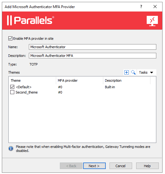 Microsoft Authenticator MFA Provider with Parallels RAS