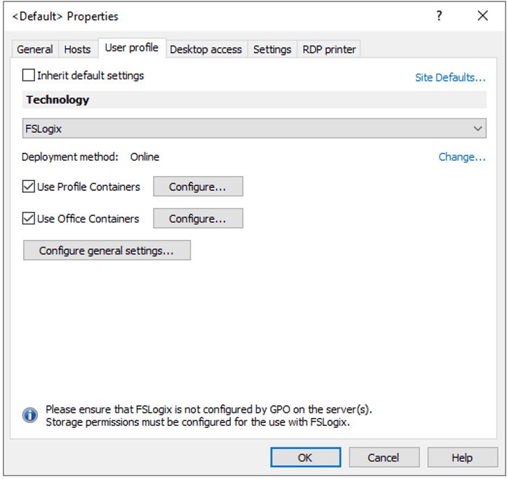 Enable FSLogix Profile and Office Containers.
