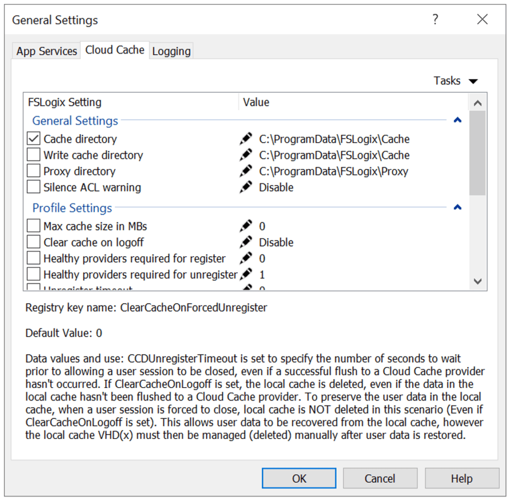 cloud cache settings