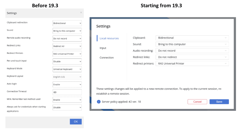 profile menu settings