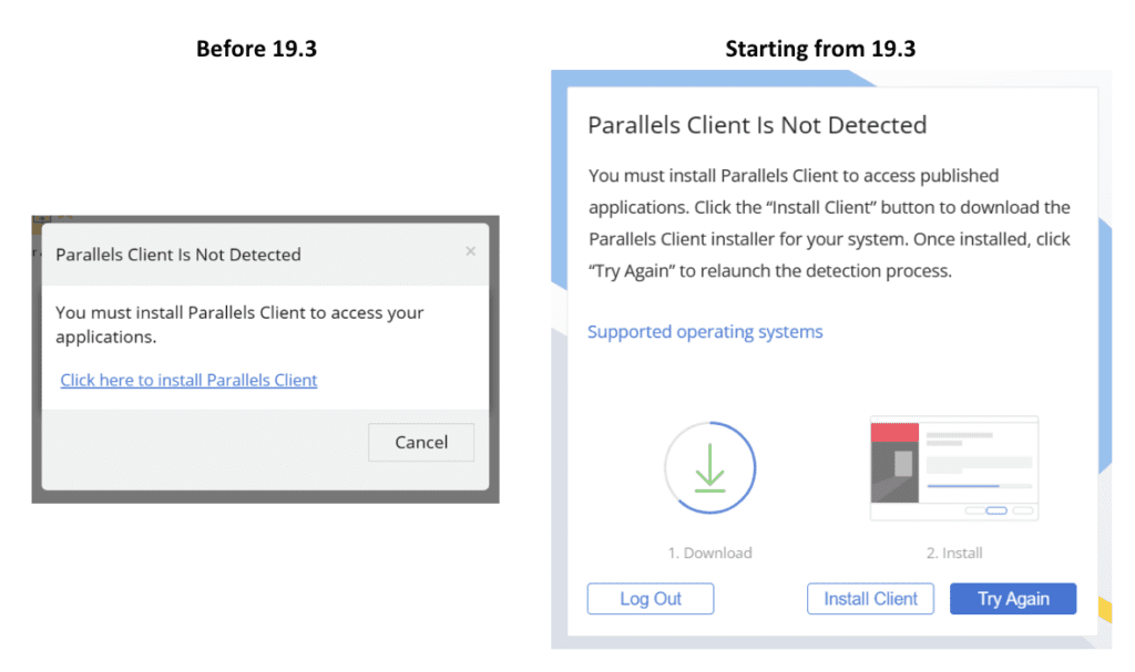 Parallels client only