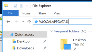 利用快捷方式打开用户的本地AppData文件夹