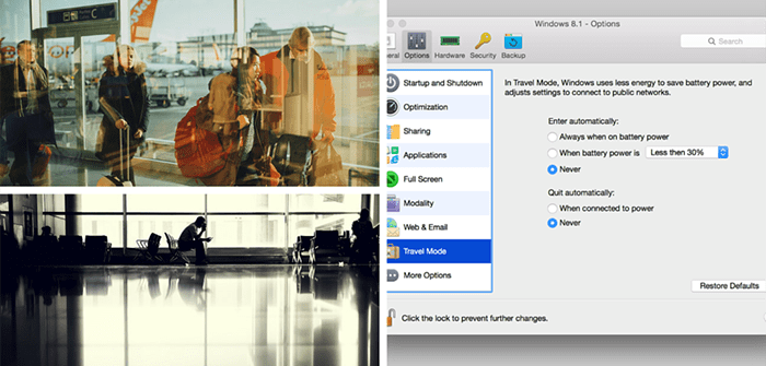 Reisemodus in Parallels Desktop