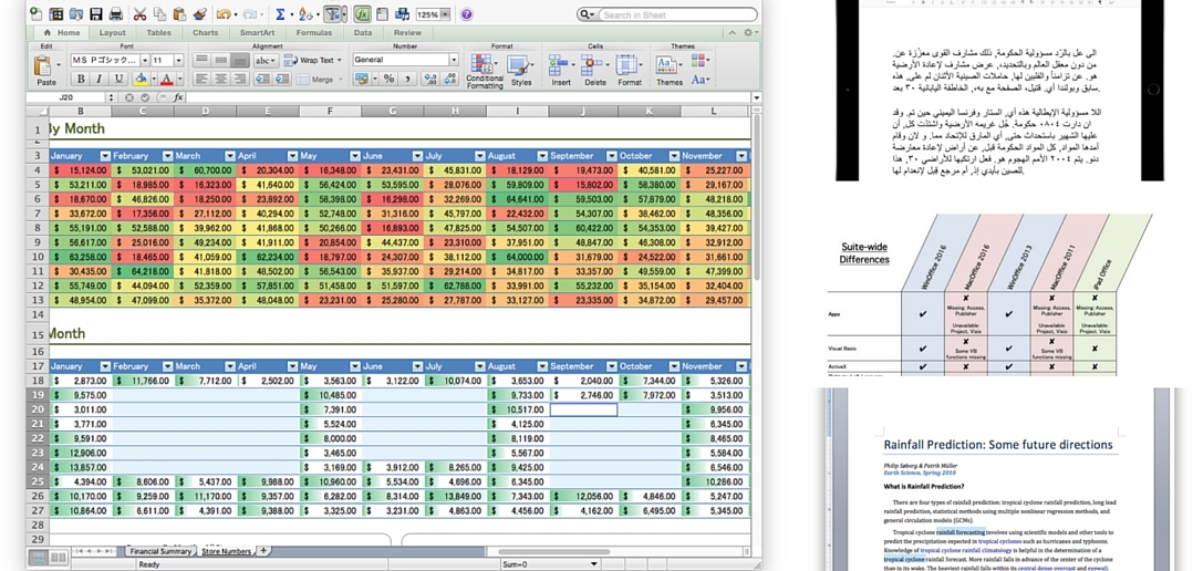 Microsoft Office 2016 Vergleich –  Windows, Mac und iOS