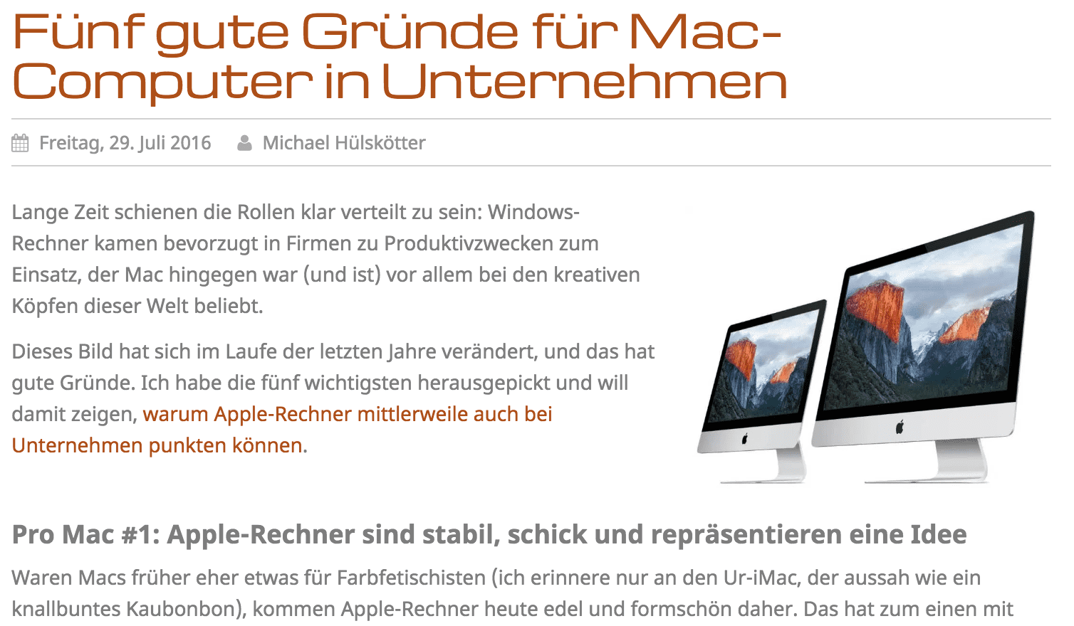 Macs in Unternehmen