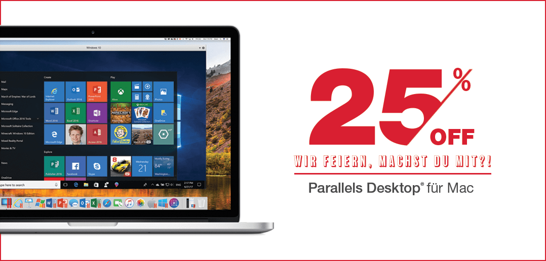 Parallels Desktop: 25 % Rabatt zu unserer Geburtstagsaktion 2018