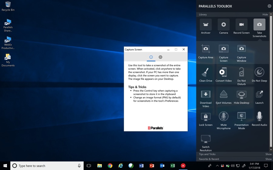 parallels toolbox for mac windows one touch tools for mac and windows computer screen shot