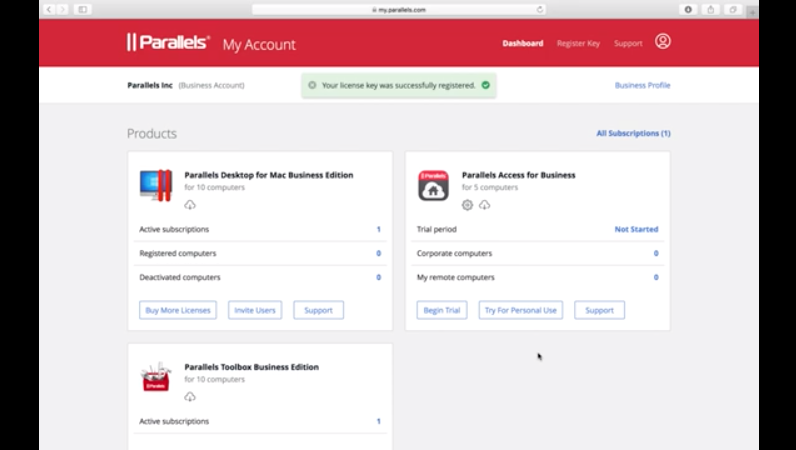 Parallels Desktop Business Edition Administrator Features at a Glance