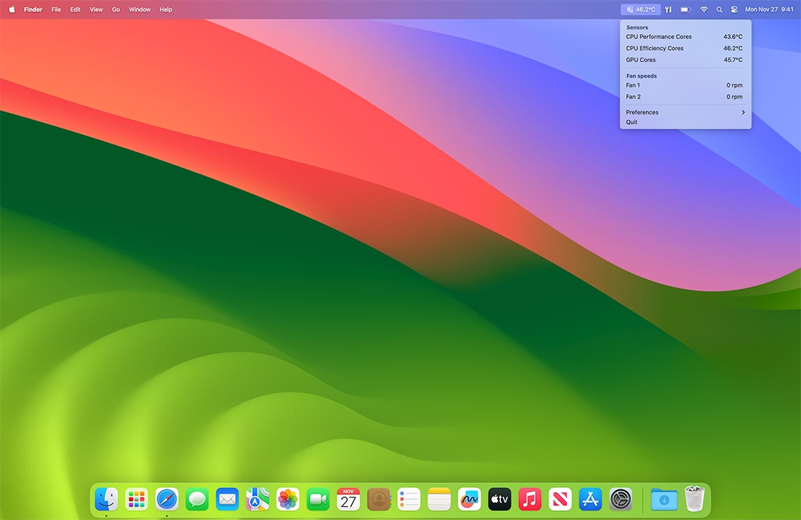CPU Temperature screen