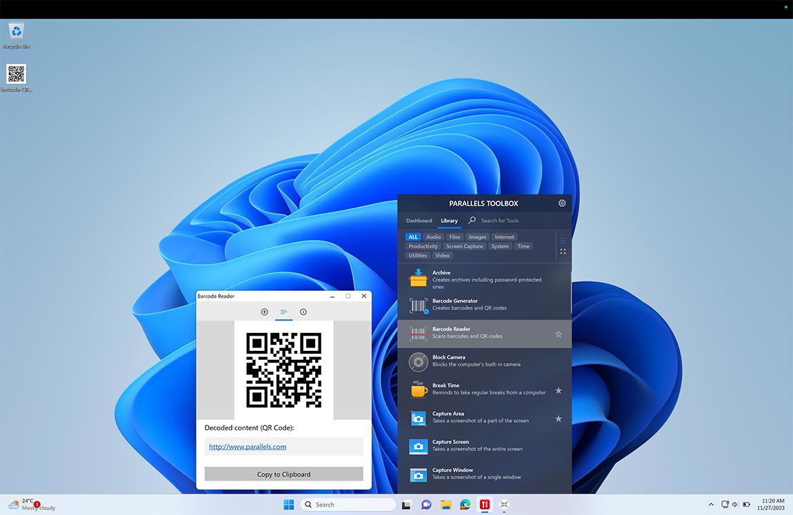 Barcode Reader screen