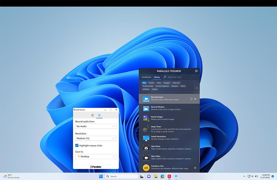 Record Screen screen